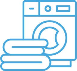 Wash and fold service icon — washing machine with neatly folded towels